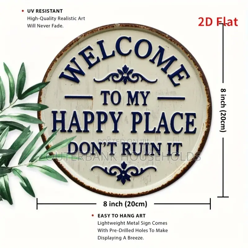 2d Flat Metallic Hanging Decor Sign