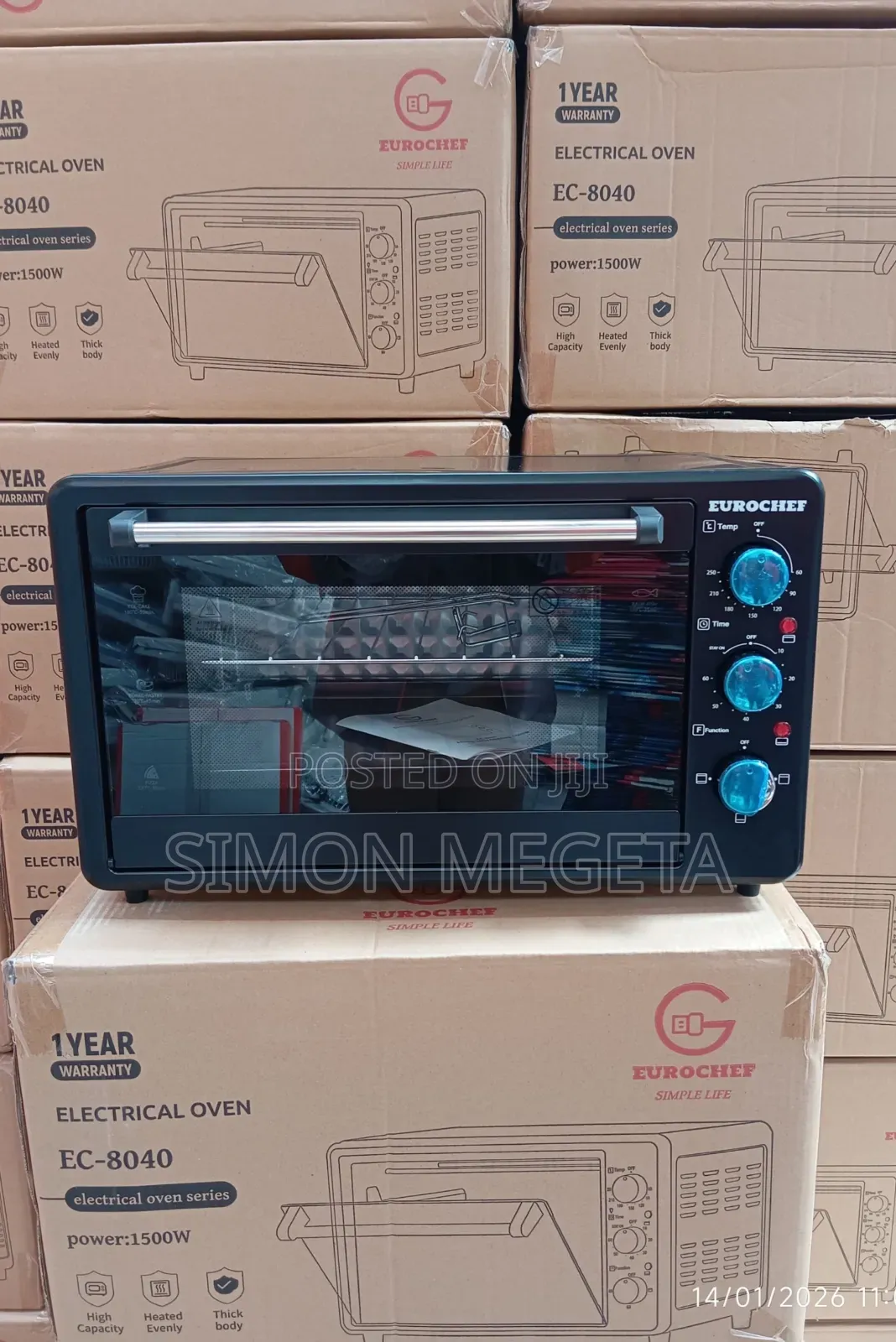 Eurochef 40l Electric Rotisserie Oven – 3-Knob Settings