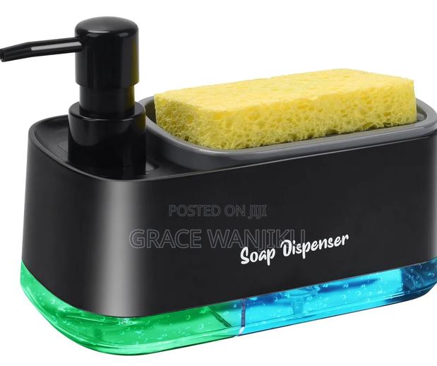 2 Compartment Soap Tap Double Soap Pump Sponge Caddy Dish
