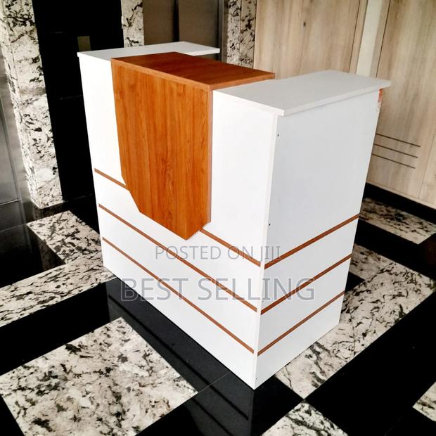 Modernized White Brown Reception Desk - thumbnail 2