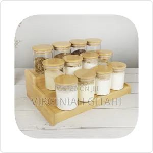 12pcs Glass Spice Jars With Bamboo Lid