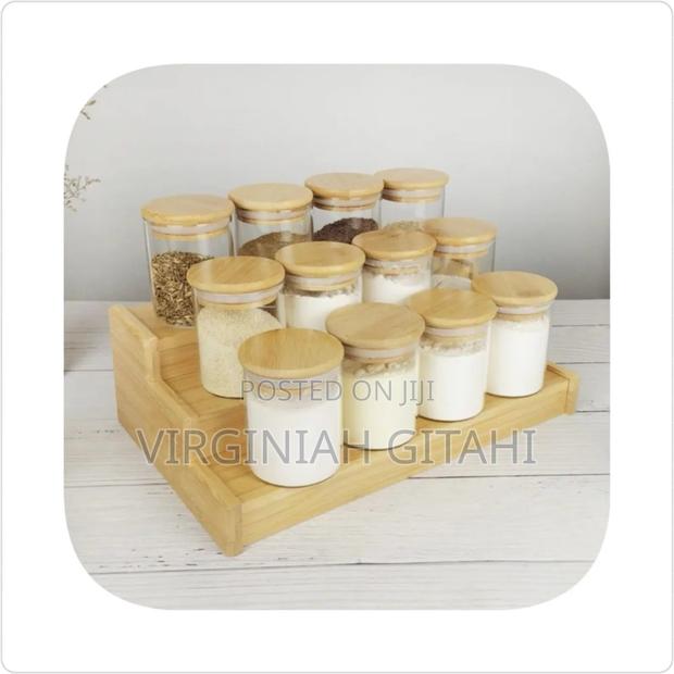 12pcs Glass Spice Jars With Bamboo Lid