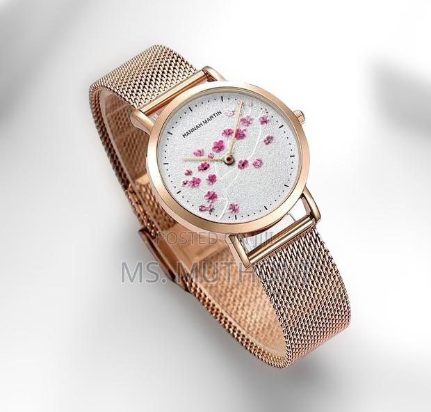 White Dial Adorned With a Pink Floral Pattern Hm Ladies - main view