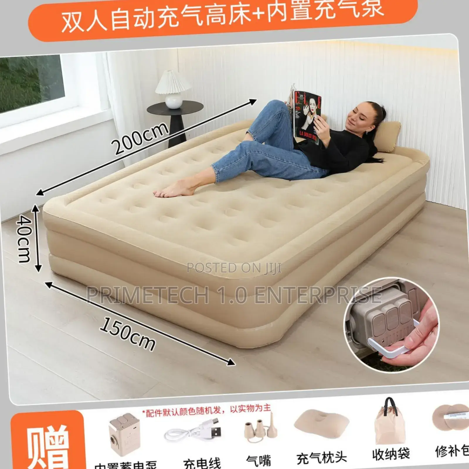 Inflatable Queen Size Airbed Mattress With Pump and Pillows