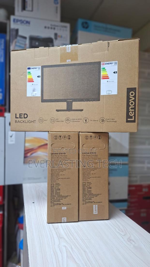 "Lenovo D19-10 18.5"" Hd Monitor, Black Color, Connectivity