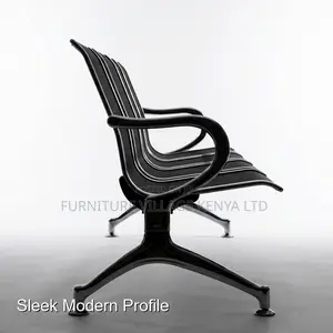 Office Bench; 3-Link Stainless Steel Reception Bench