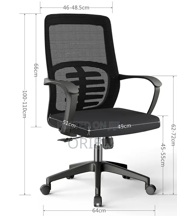 Office Chair : Height Adjustable Mid-Back Mesh Office Chair