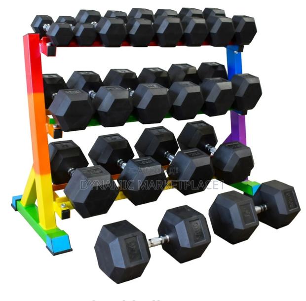 Black Rubber-Coated Dumbbell Set