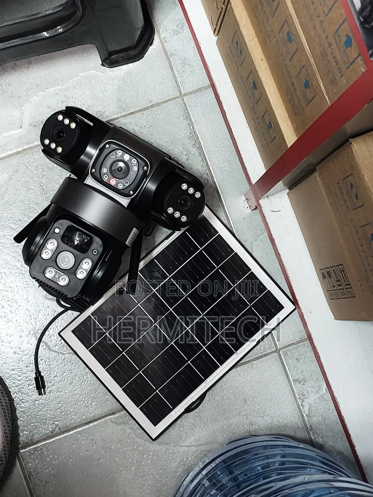 Security Camera Monitor Night Vision 3 Lens Wifi Smart Solar Powered