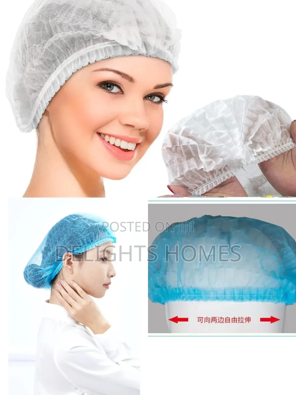 100pcs 19" Disposable Non Woven Hair Nets