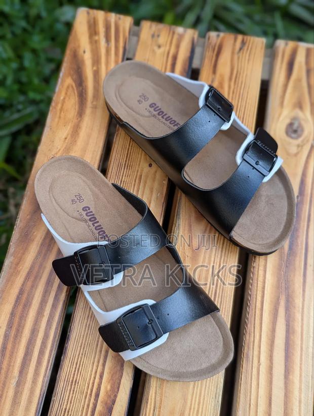 Cork Unisex Sandals Black and White - thumbnail 2