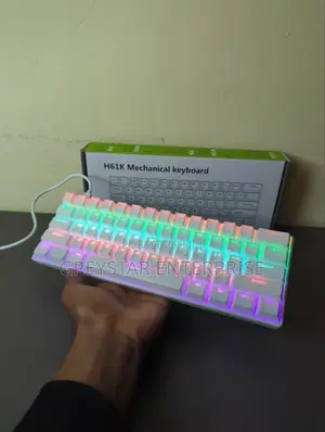 White Mechanical Gaming Keyboard Backlight Led Blue Switches 61 Keys