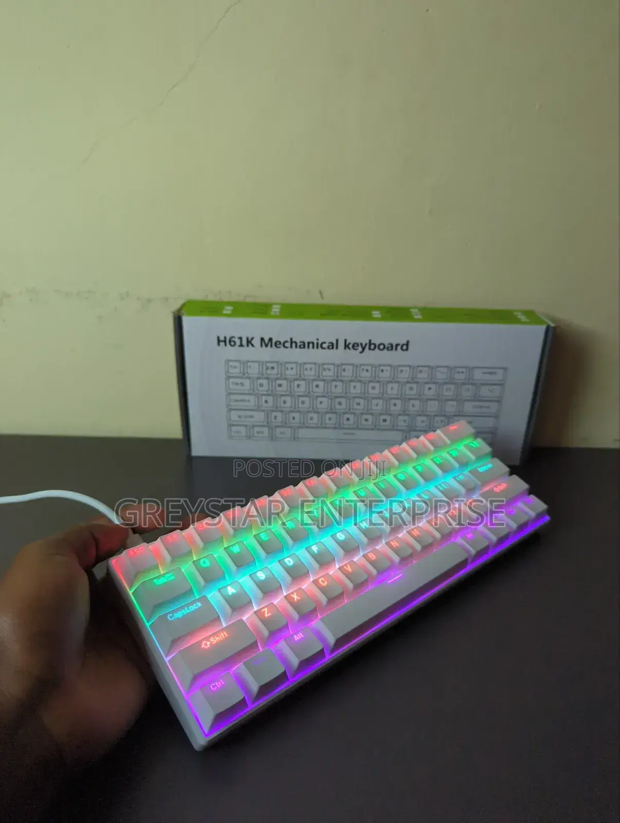 61 Keys Backlit RGB Mechanical Gaming Keyboard White Keyboard