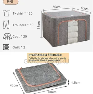 *66l 50x40x33cm Foldable Metal Frame Clothes Storage Bag