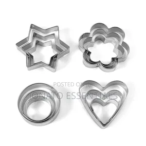12pcs Stainless Steel Cookie Cutter Set - Heart, Star, Flower Shapes