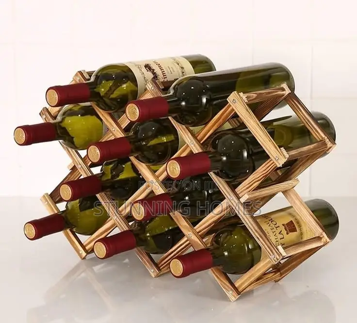 10 Slot Wooden Foldable Wine Rack