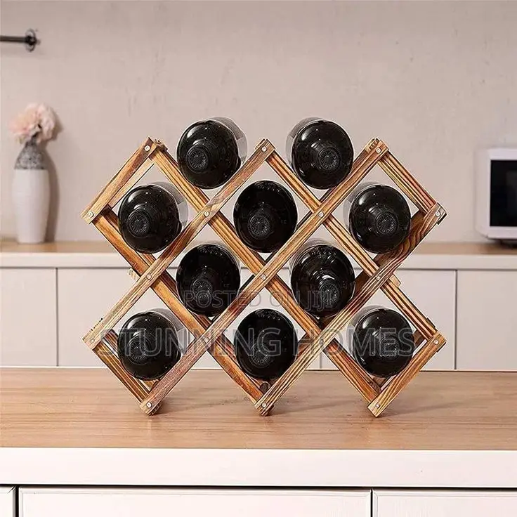 10 Slot Wooden Foldable Wine Rack