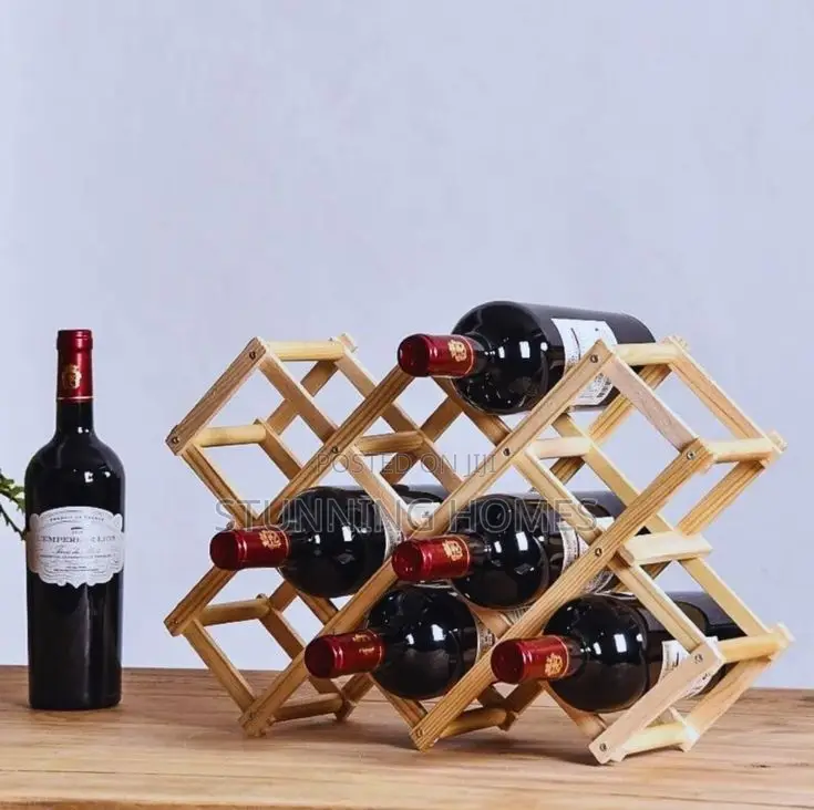 10 Slot Wooden Foldable Wine Rack