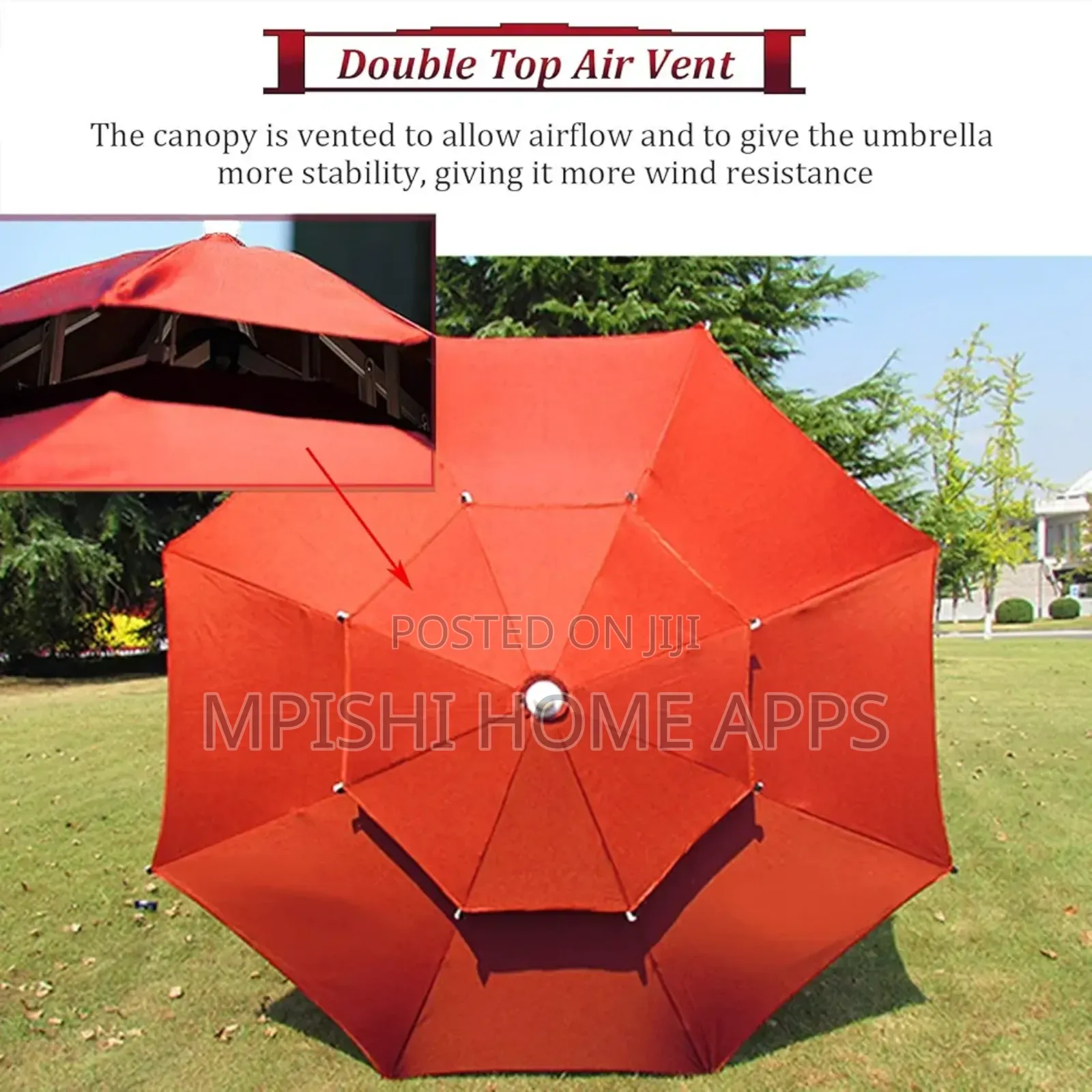2-Tier Windproof Outdoor Canvas Umbrella