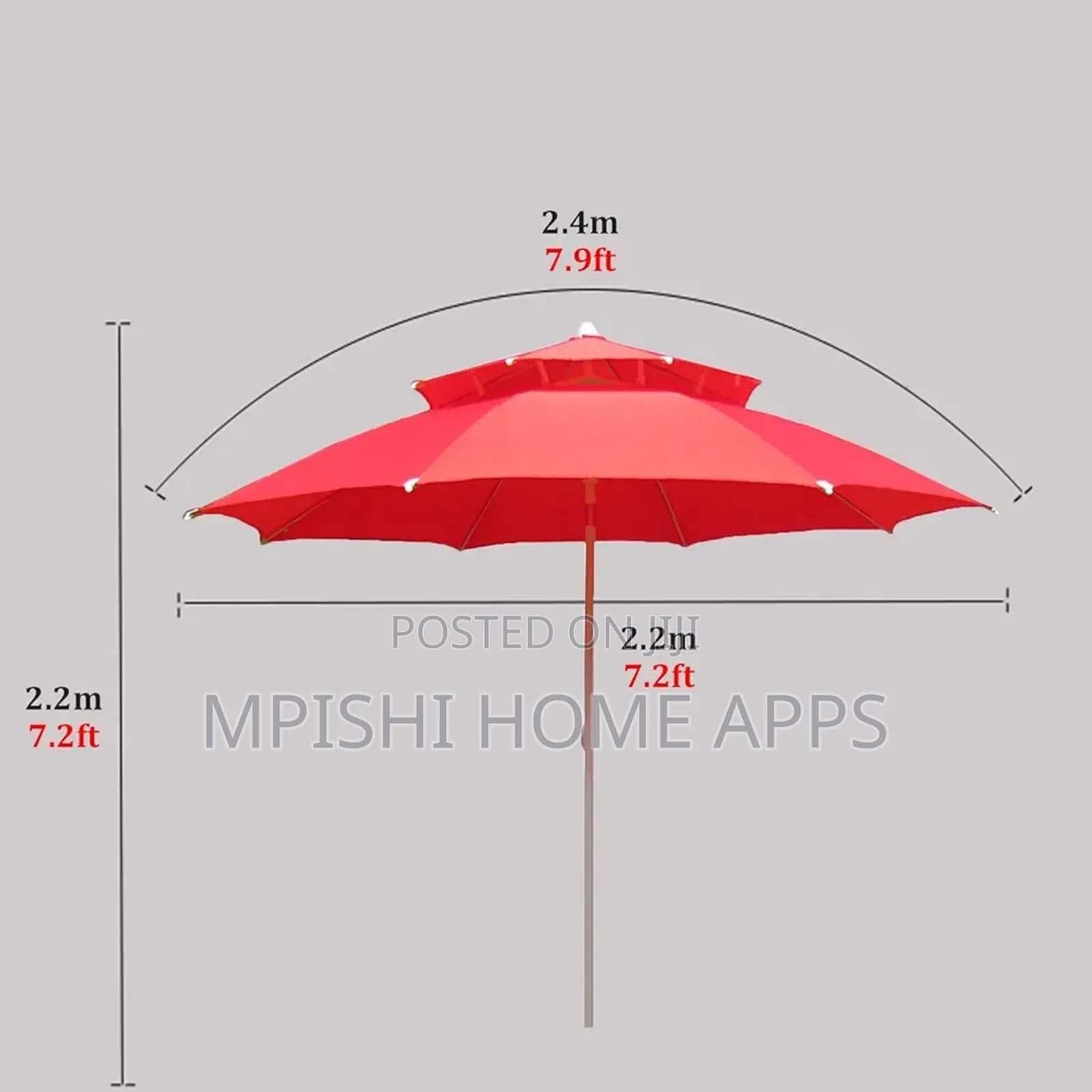 2-Tier Windproof Outdoor Canvas Umbrella