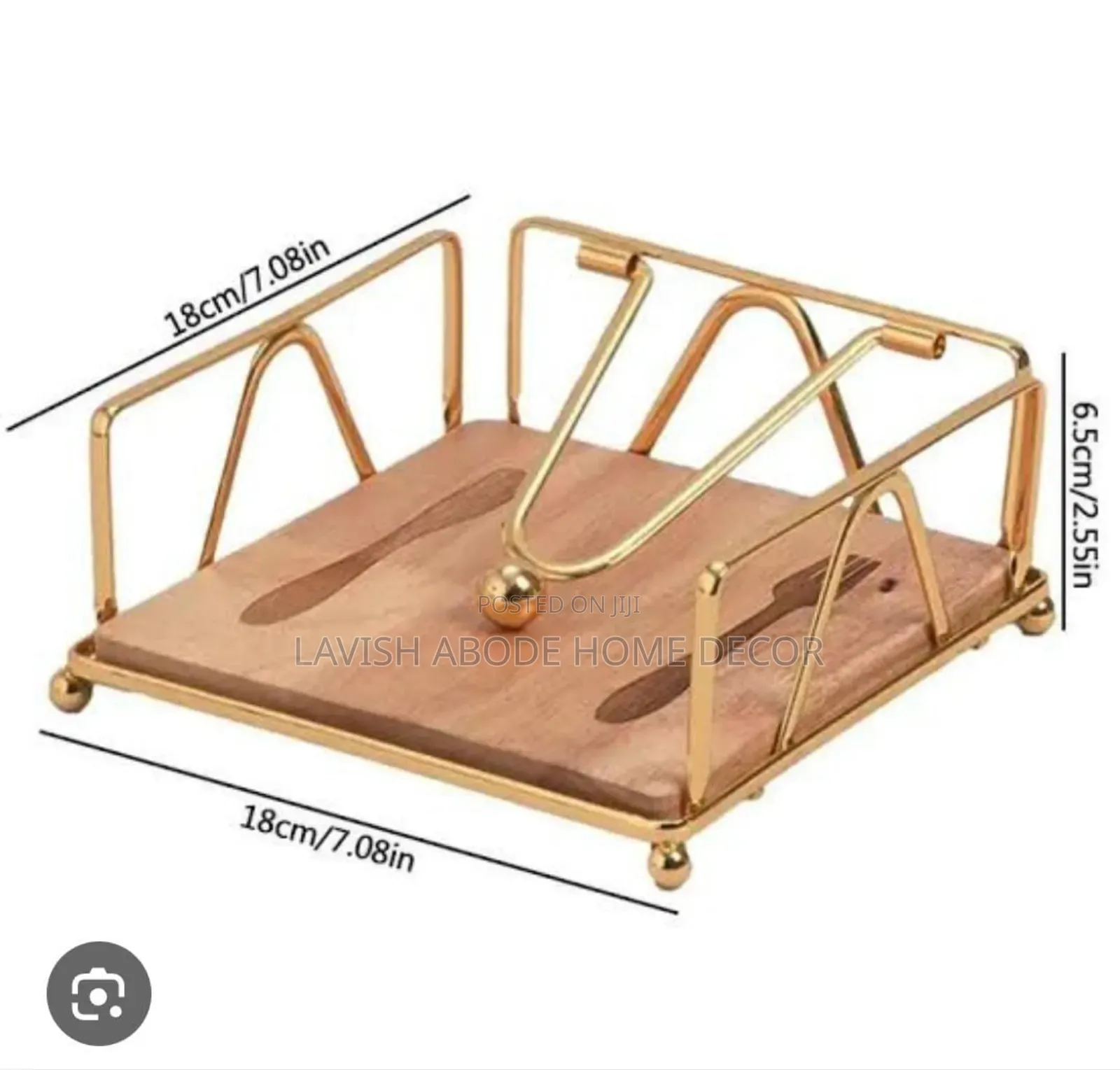 Bamboo Based Metallic Serviette Holder. Available in Gold and Black.
