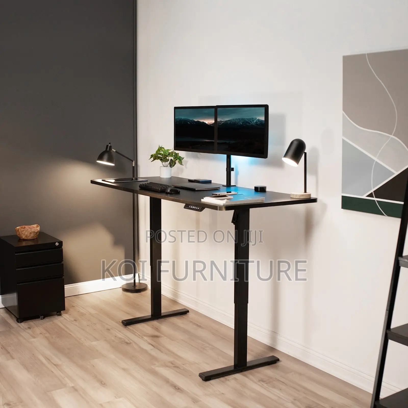 Office Desk : 1.2m Modern Electric Height Adjustable Standing Desk