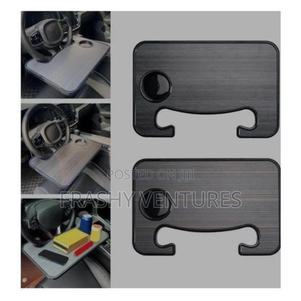 Wooden Slotted Steering Wheel Table Tray