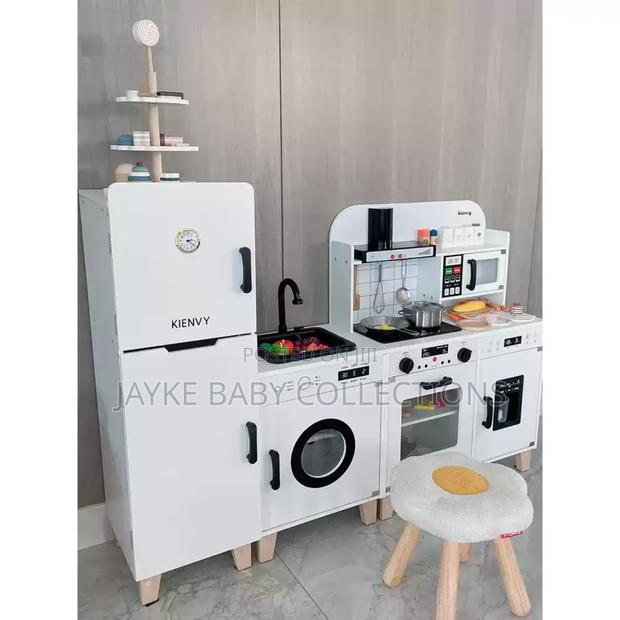3-in-1 Wooden Play Kitchen – Fun Learning Pretend Cooking - thumbnail 3