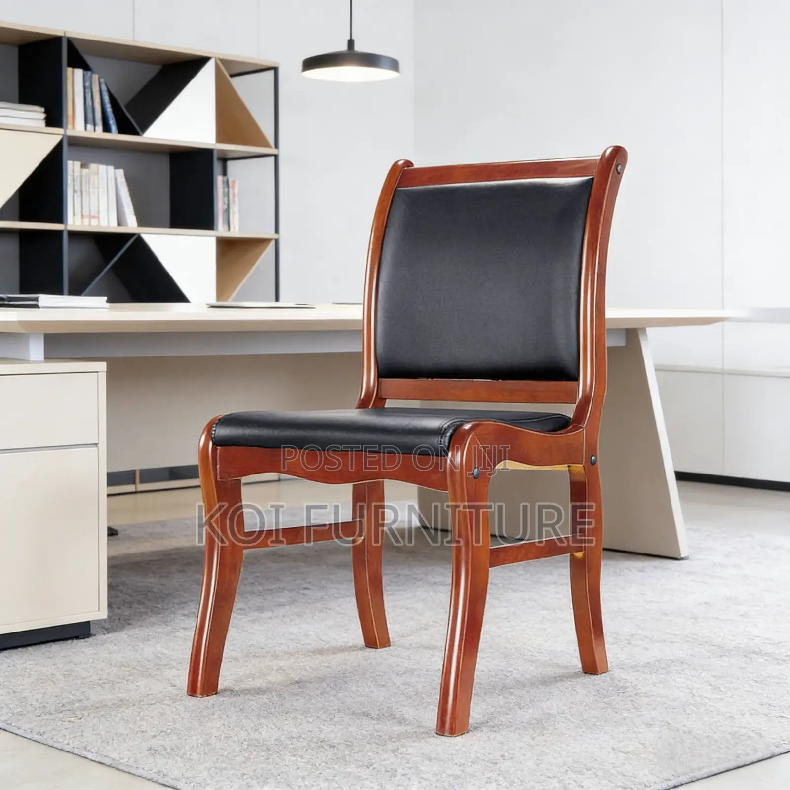 Office Chair : Mahogany Legs Executive Visitors Office Chair