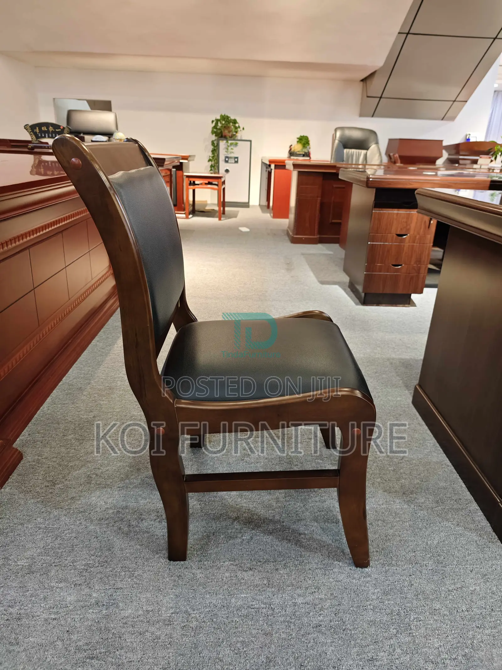 Office Chair : Mahogany Legs Executive Visitors Office Chair