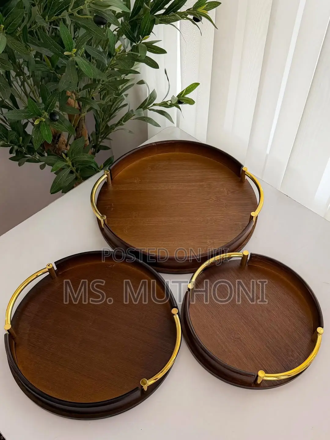 Aesthetic Round Wall-nut Bamboo Multipurpose Trays