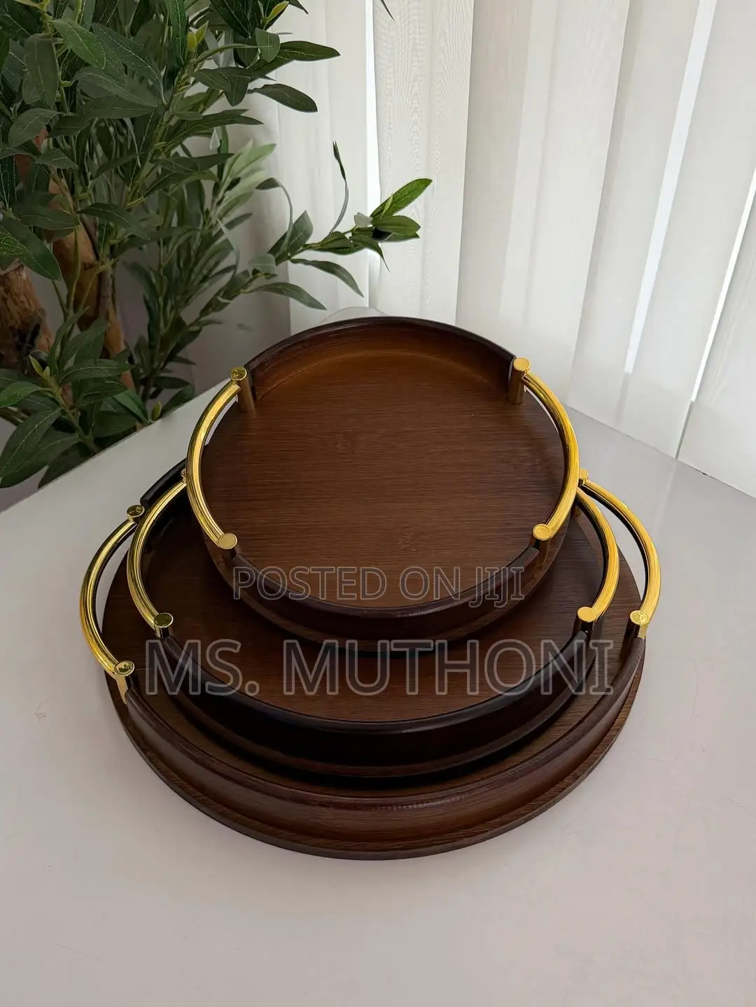 Aesthetic Round Wall-nut Bamboo Multipurpose Trays