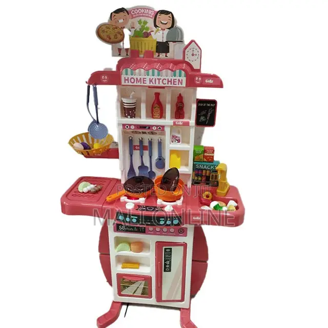 48pcs Kids Kitchen Playset 70cm Tall Large Pretend Cooking Toy Set