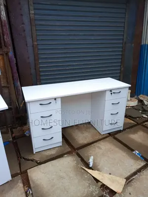 Classic White Full Drawers Office Desk