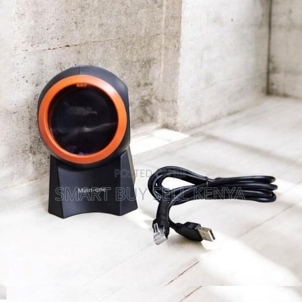 Powerful Decoding Chip 1d/2d Desktop Round Table Mount Barcode Scanner