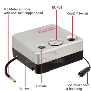 12v Portable Car Tire Inflator Air Compressor Pump 80 Psi Analog