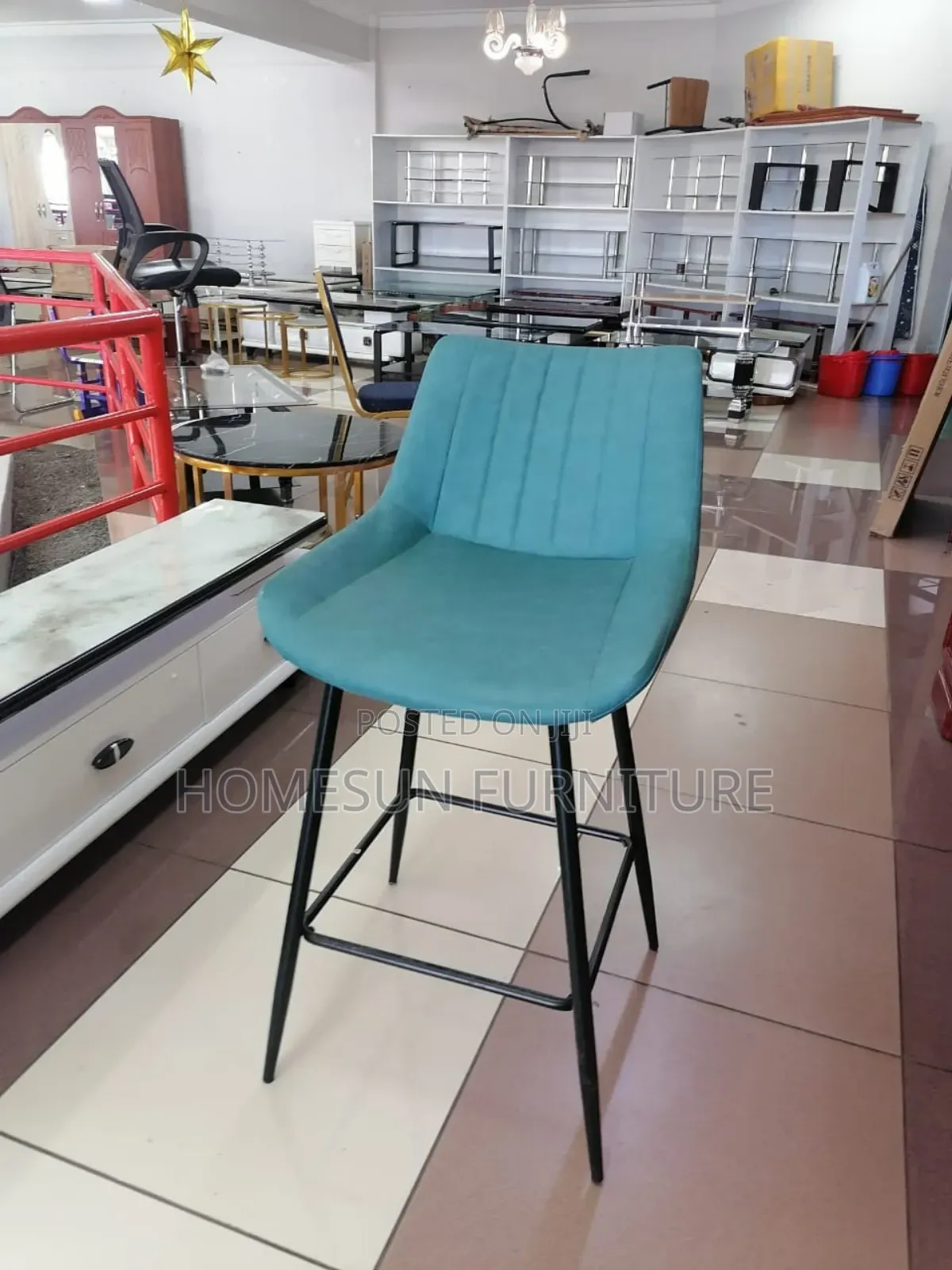 Blue 4 Stands Barstools
