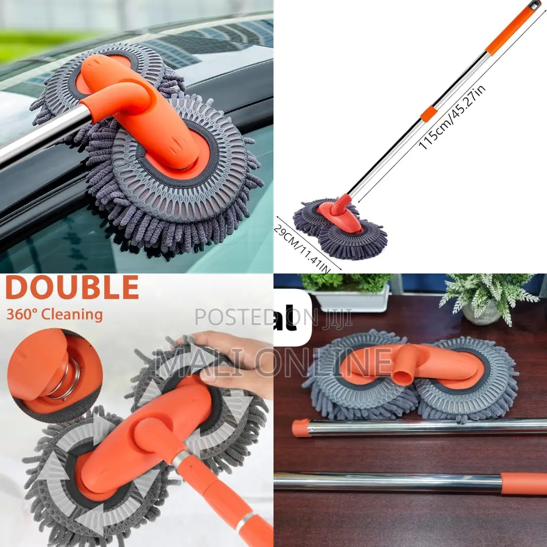 Double Head Car Wash Brush Mop Long Handle Retractable Chenille