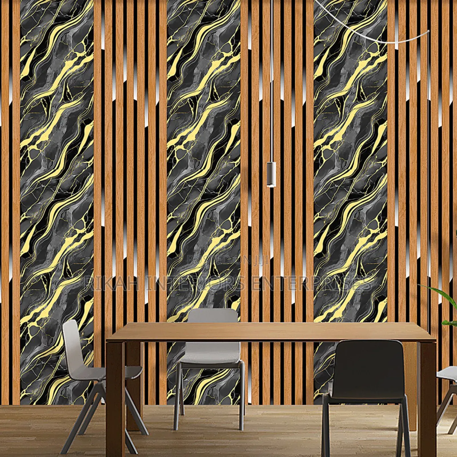 A Blend of Marble and Flutted Wallpapers
