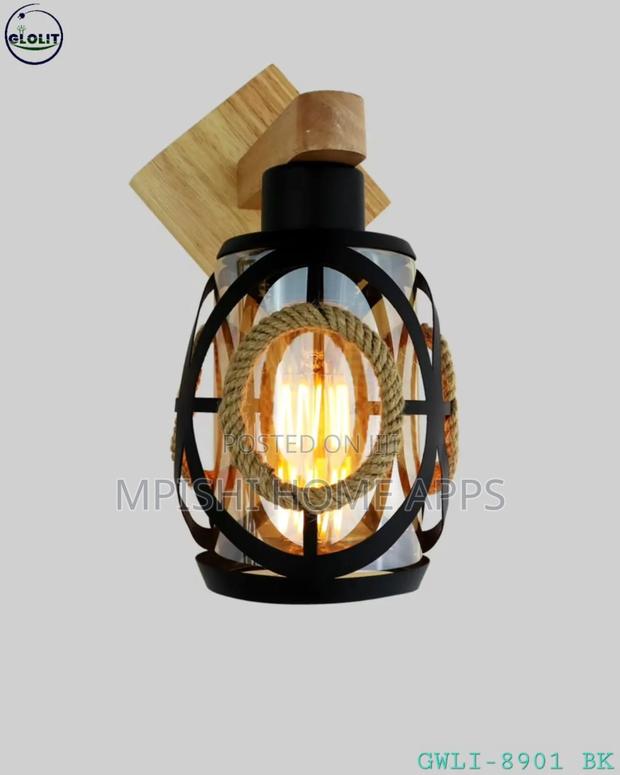 Vintage Wooden Wall Bracket Lamp - main view