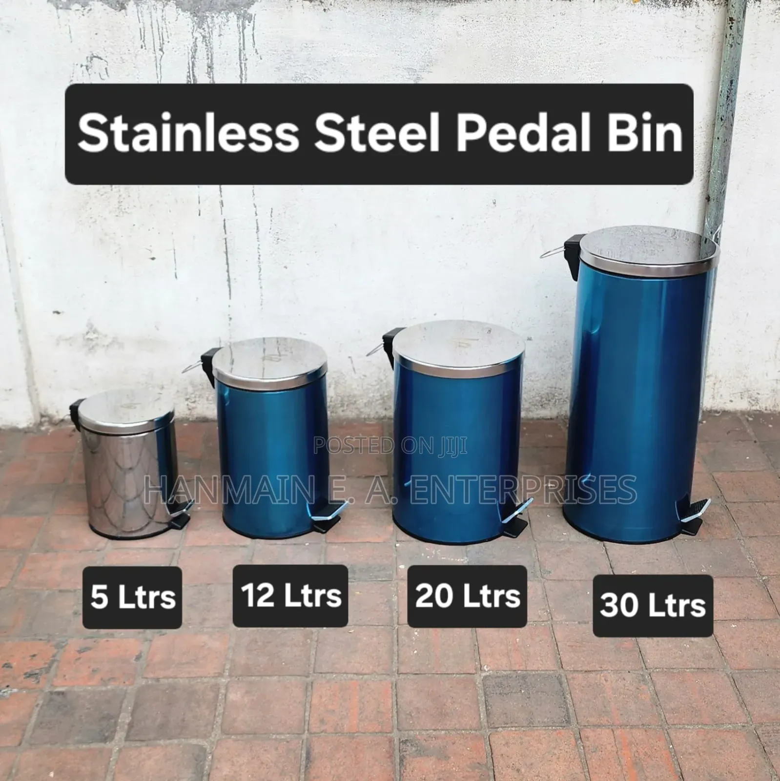 5l, 12l, 20l, 30l Stainless Steel Pedal Dustbin