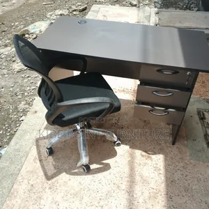 Office Desk Grey and Mesh Chair