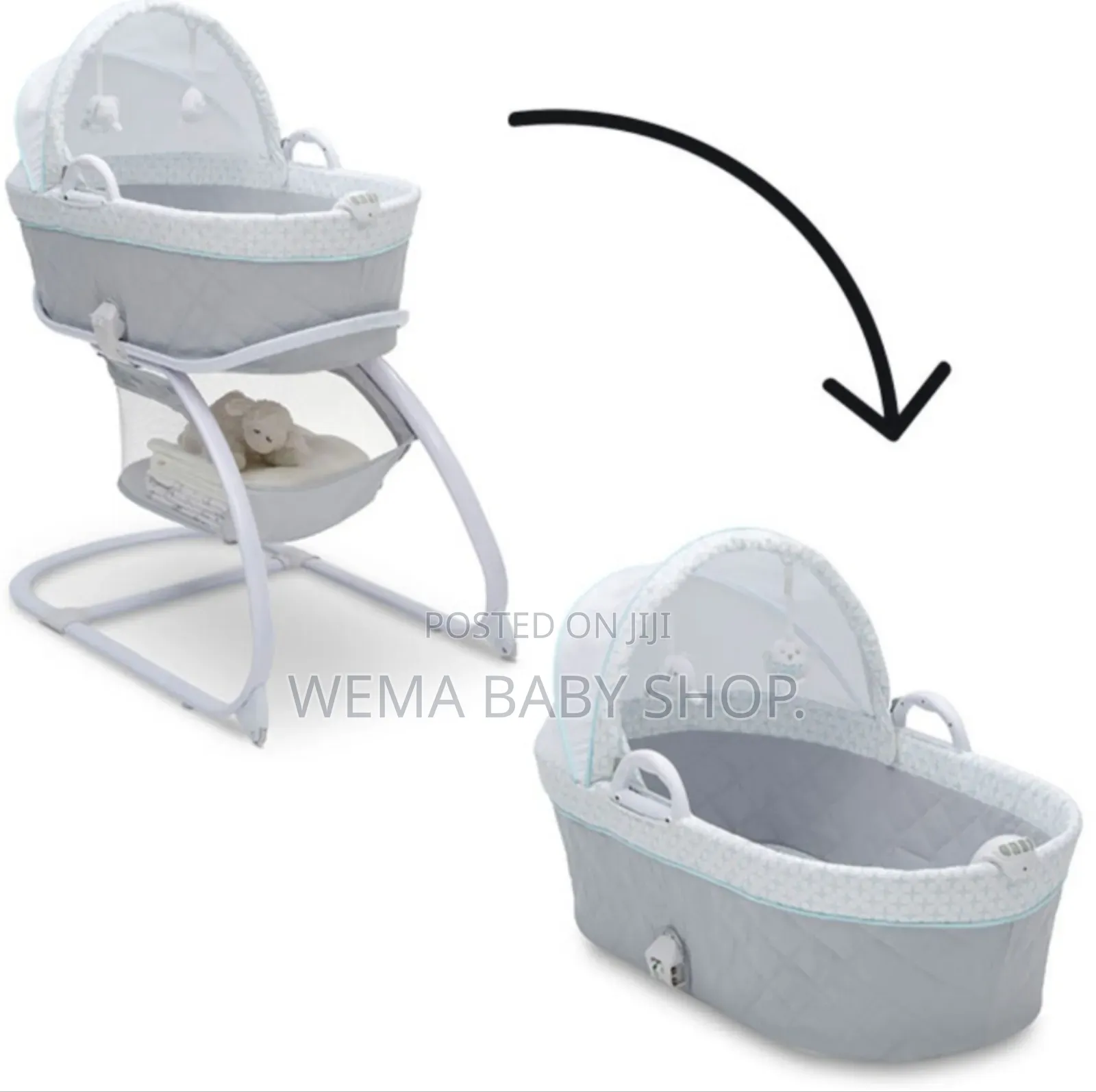 Breathable Deluxe Moses Bassinet With Music,Vibration,Light and Wheels