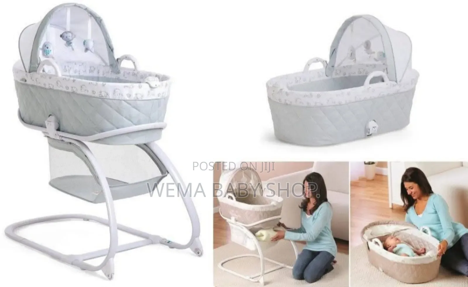 Breathable Deluxe Moses Bassinet With Music,Vibration,Light and Wheels