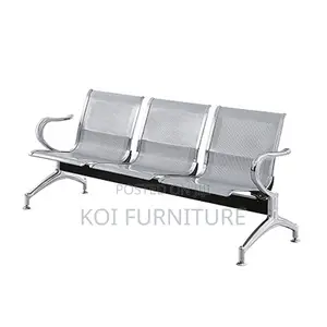 Office Bench : Linked Office Chair – Blue /Gray 3 Seater