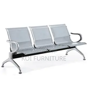 Office Bench : Linked Office Chair – Blue /Gray 3 Seater