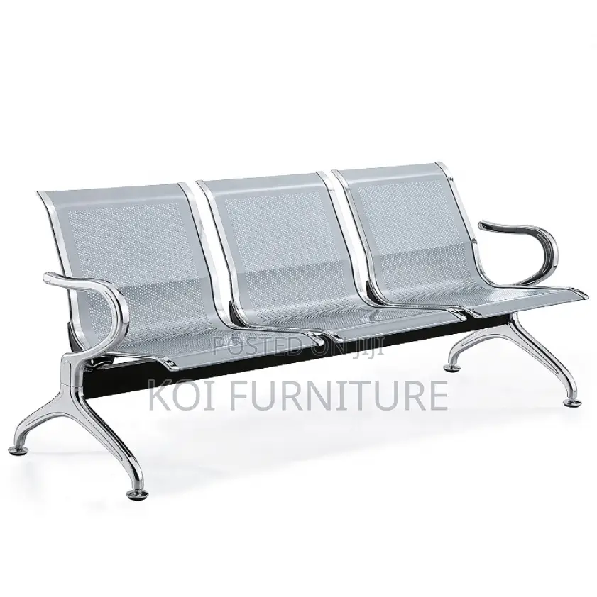 Office Bench : Linked Office Chair – Blue /Gray 3 Seater