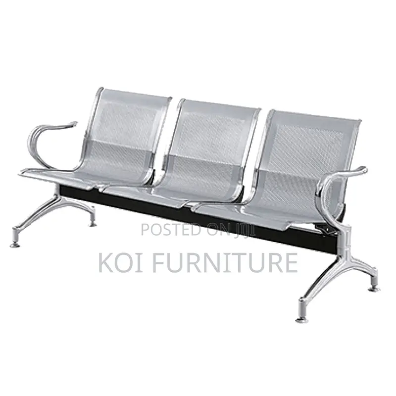 Office Bench : Linked Office Chair – Blue /Gray 3 Seater