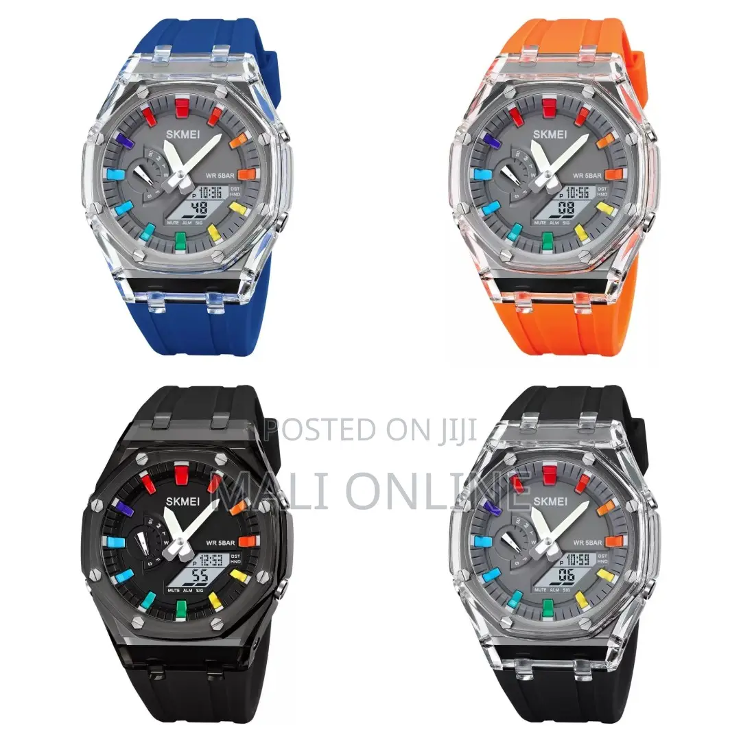 Skmei 2100 Watch Men Digital Watch Alarm Led Backlight Silicone Strap