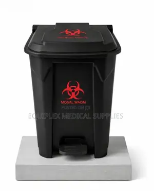 30l Black Biohazard Pedal Bin / Waste Bin